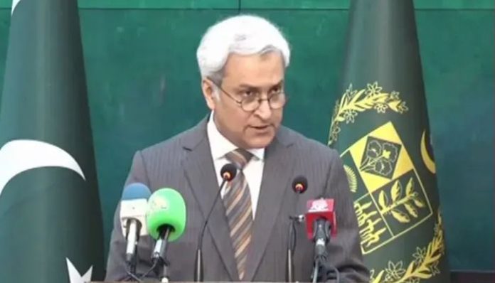 the Foreign Office talking to media person during its weekly media briefing